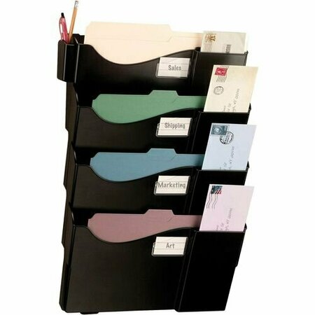 OFFICEMATE INTERNATNL Officemate 21724, Grande Central Wall Filing System, Four Pockets, 16 5/8 X 4 3/4 X 23 1/4, Black OIC21724